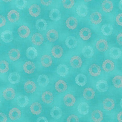 Tissu Robert Kaufman Sparkle Rond Bleu et Argent