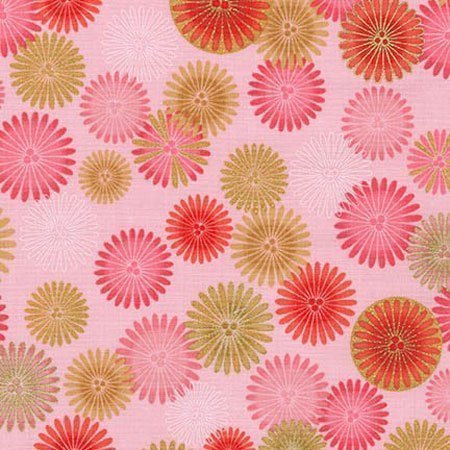 Tissu Robert Kaufman Satsuki 4 Fond rose fleurs