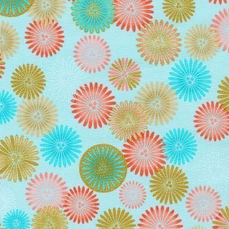 Tissu Robert Kaufman Satsuki 4 Fond bleu fleurs