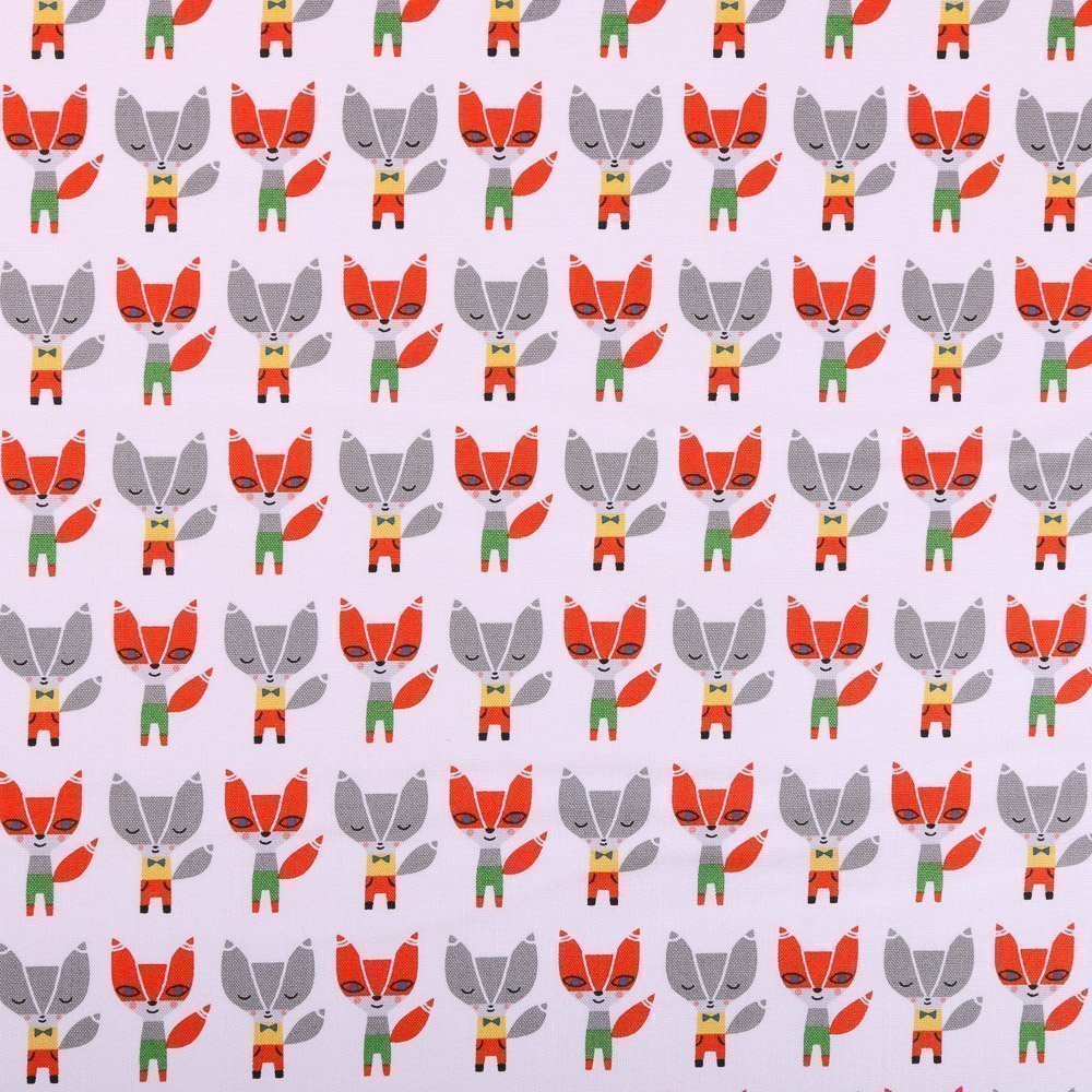 Tissu Robert Kaufman Suzy's Minis Blanc Renards Oranges