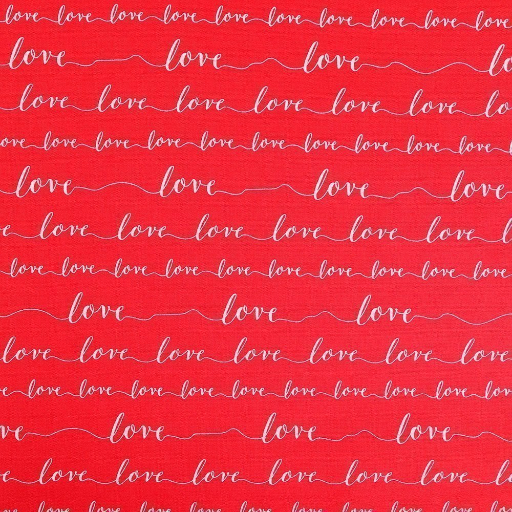 Tissu Robert Kaufman Love Metallic Rouge Love Blanc