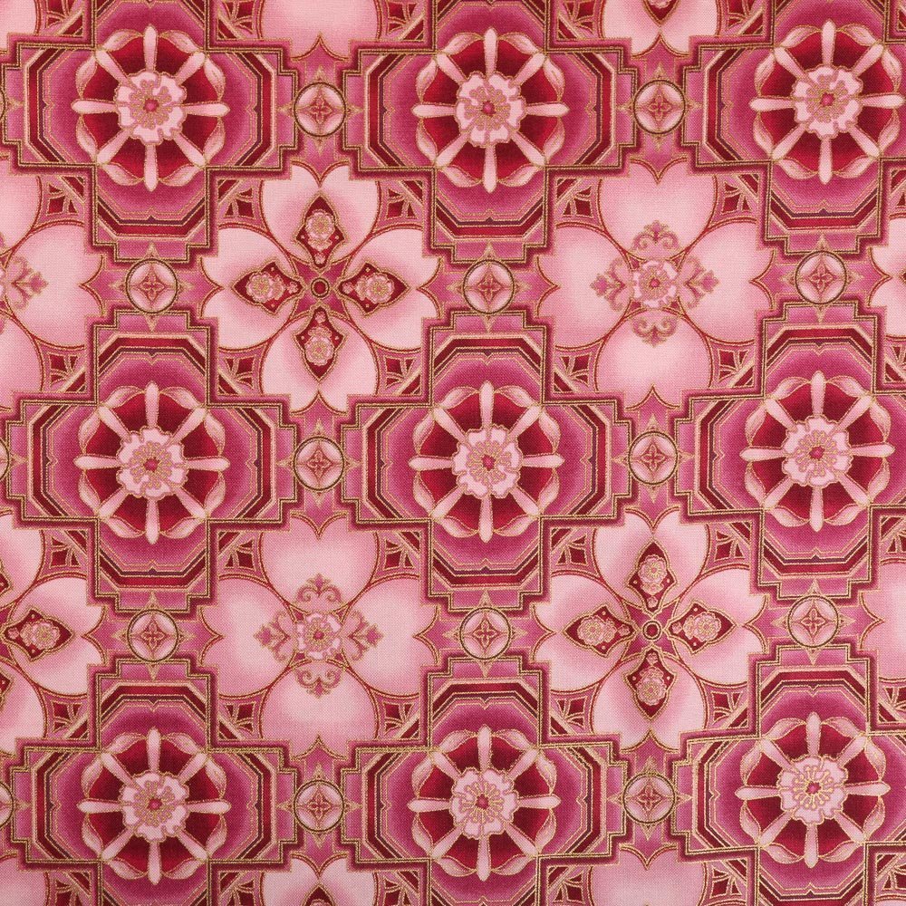 Tissu Robert Kaufman La Scala Fuchsia Mosaiques Roses