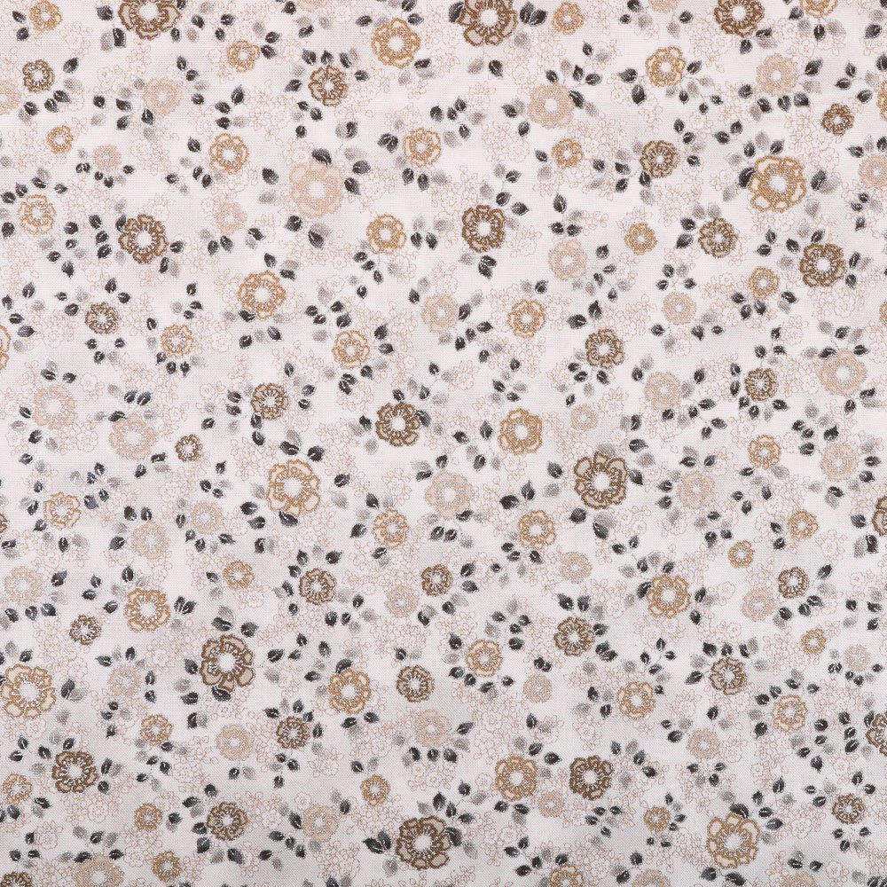 Tissu Robert Kaufman La Scala Argent Fleurs Beiges