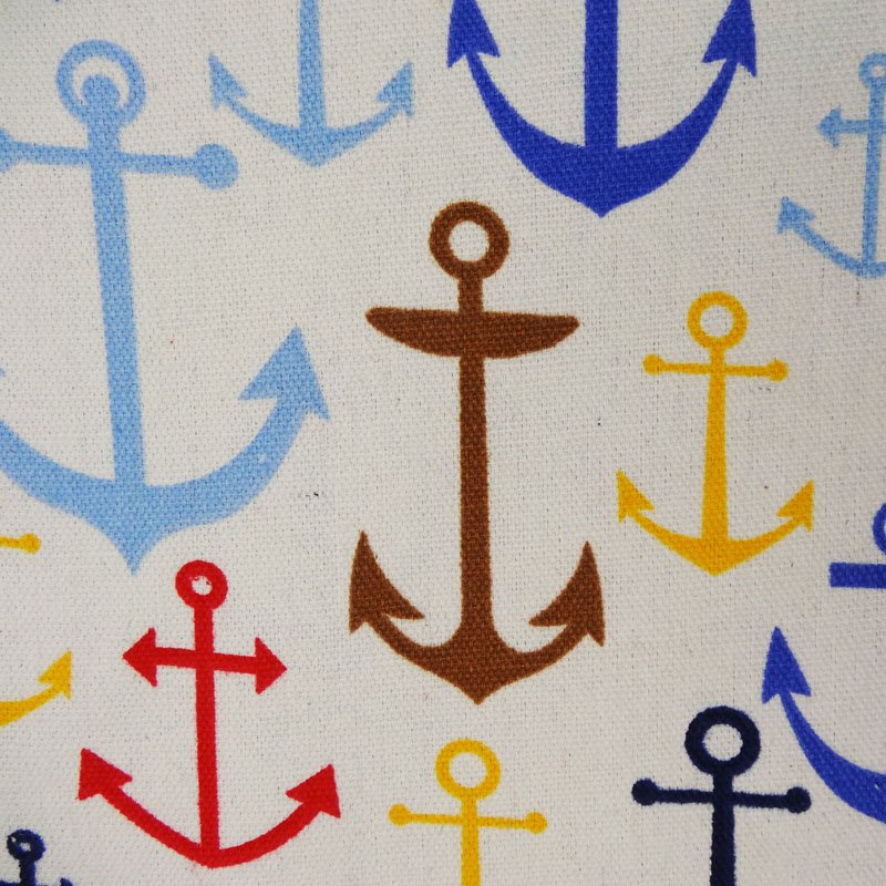 Tissu Toile Coton Beige Ancres Multi
