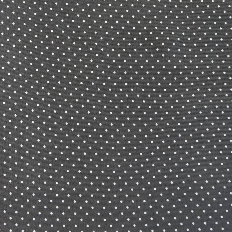 Tissu Jersey Coton Gris Pois blanc