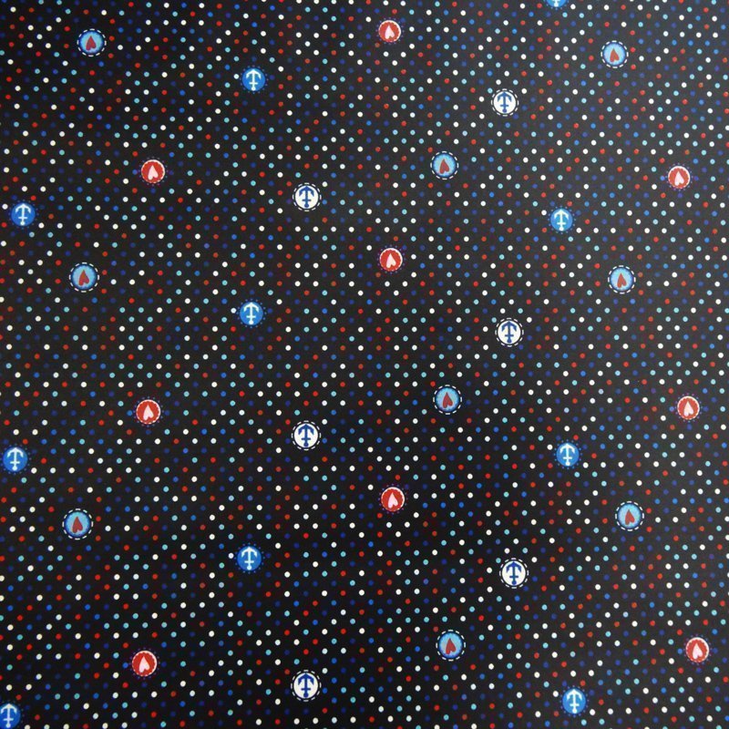 Tissu Enduit Bleu marine Pois