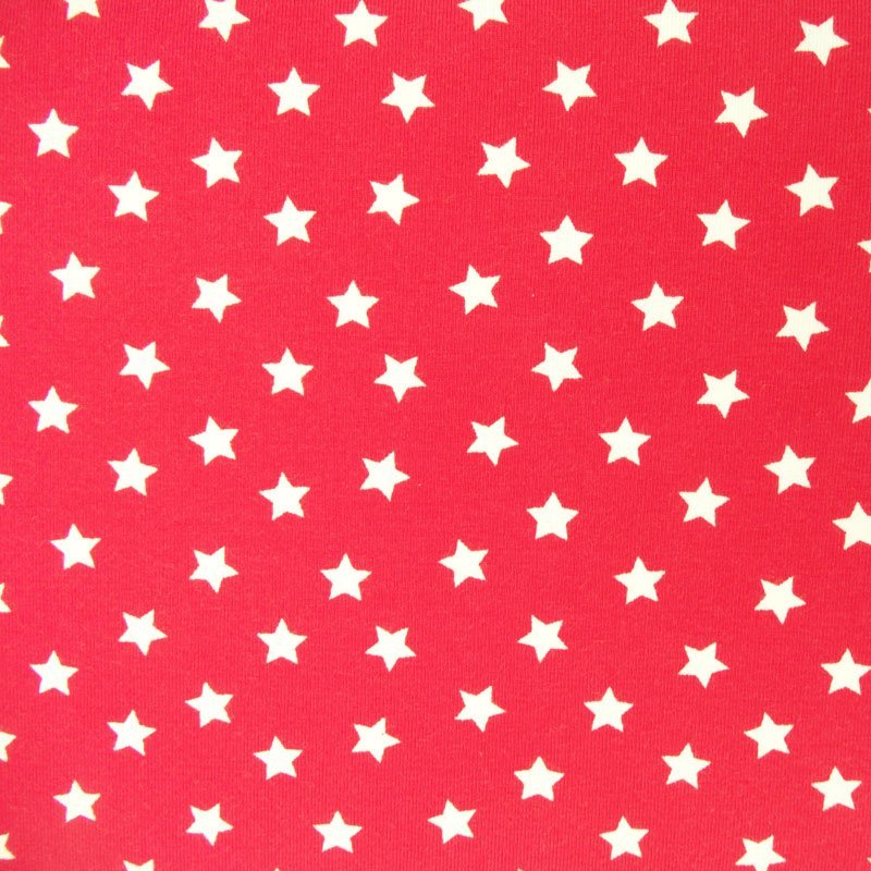 Tissu Jersey Coton Fuschia Etoiles Blanches