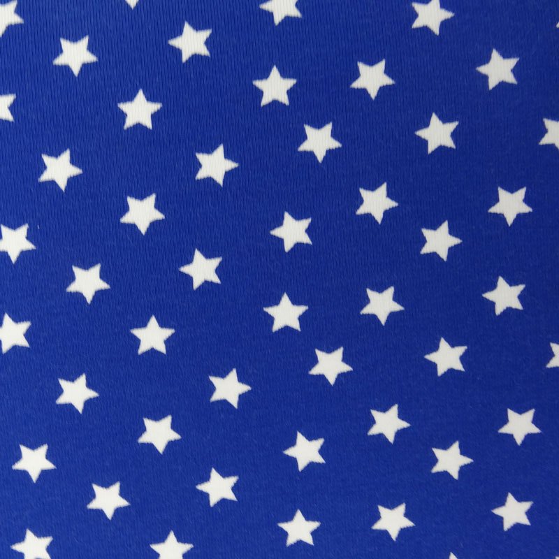 Tissu Jersey Coton Bleu Etoiles Blanches
