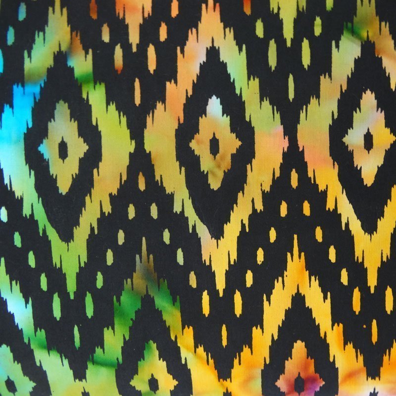 Tissu Batik Multicolore Losanges Noirs