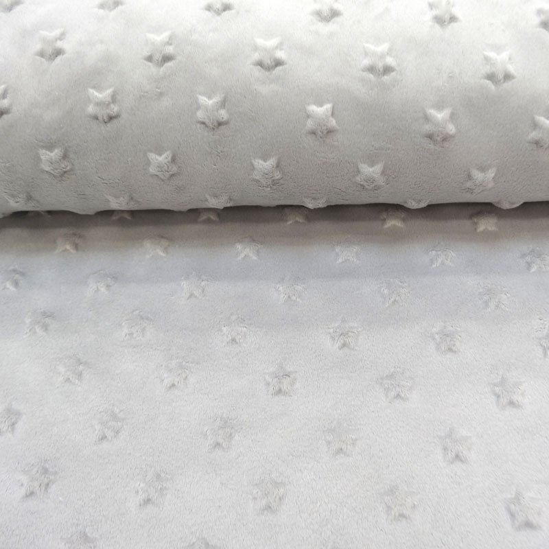 Tissu Minky Ultra doux Etoiles Gris clair