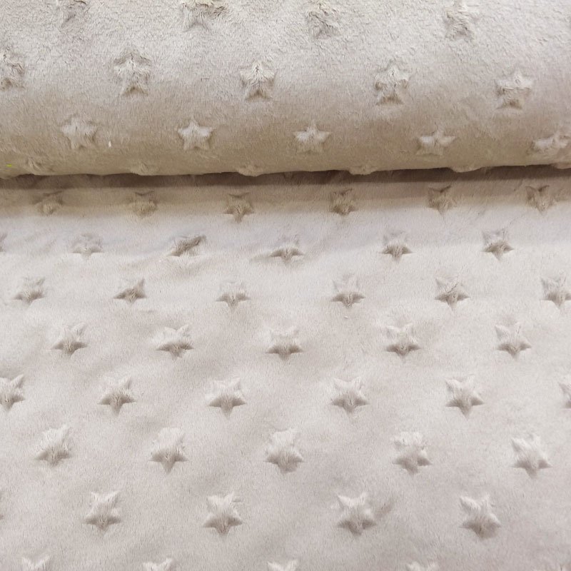 Tissu Minky Ultra doux Etoiles Taupe