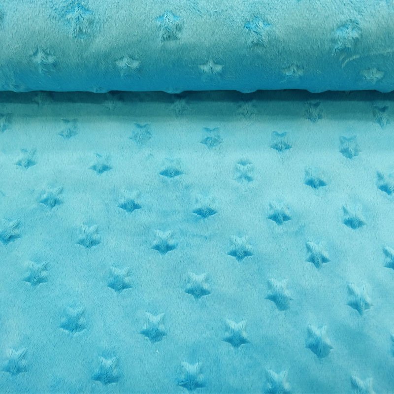 Tissu Minky Ultra doux Etoiles Turquoise