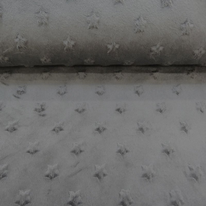 Tissu Minky Ultra doux Etoiles Gris anthracyte