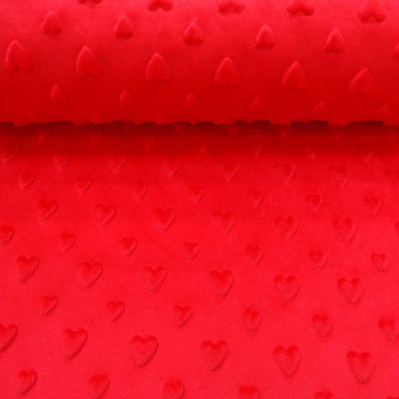 Tissu Minky Ultra doux Cœurs Corail