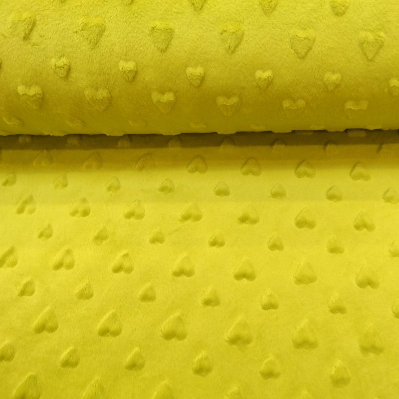 Tissu Minky Ultra doux Cœurs Vert anis