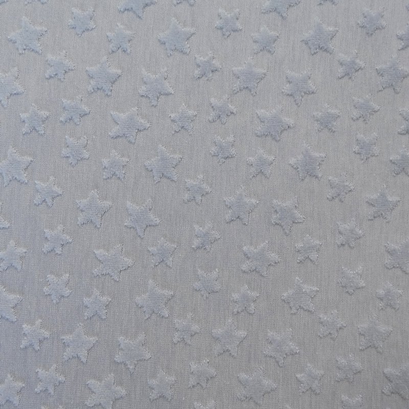 Tissu Jersey Zoé Etoiles velours en relief Bleu gris