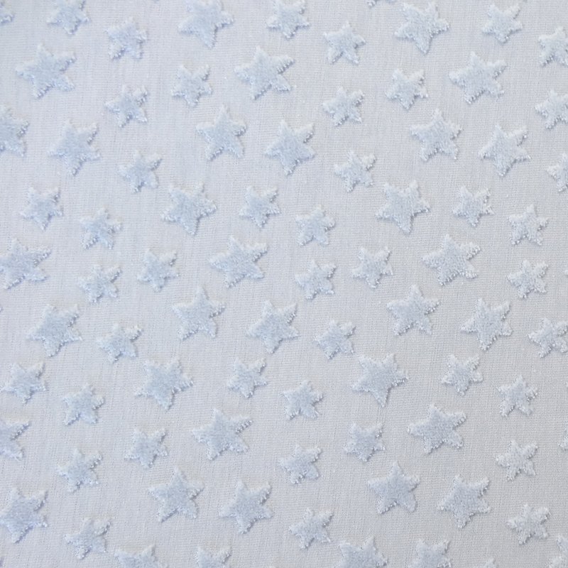 Tissu Jersey Zoé Etoiles velours en relief Bleu clair