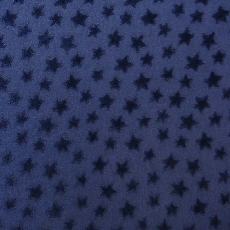 Tissu Jersey Zoé Etoiles velours en relief Bleu marine