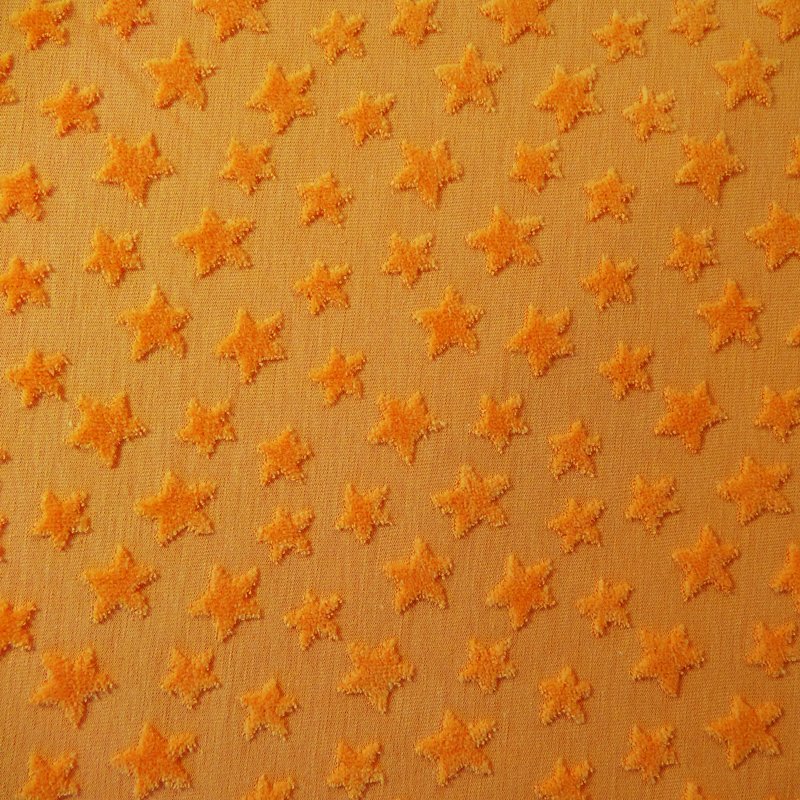Tissu Jersey Zoé Etoiles velours en relief Orange