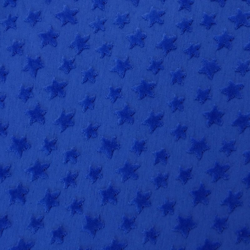 Tissu Jersey Zoé Etoiles velours en relief Bleu azur