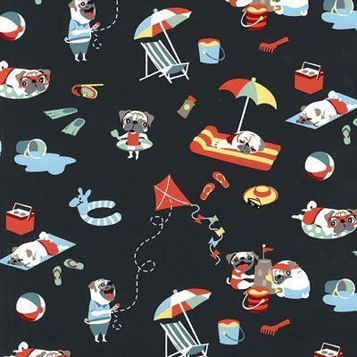 Tissu Michael Miller Novelties Pugs Day Off