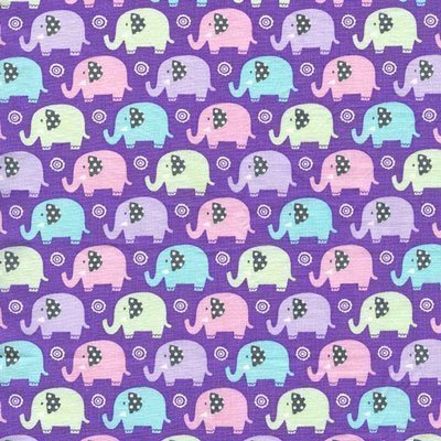 Tissu Michael Miller Baby Mini Elephants Lila