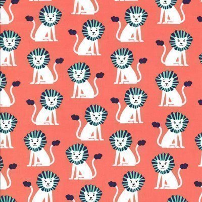 Tissu Michael Miller Baby Mini Lions Corail