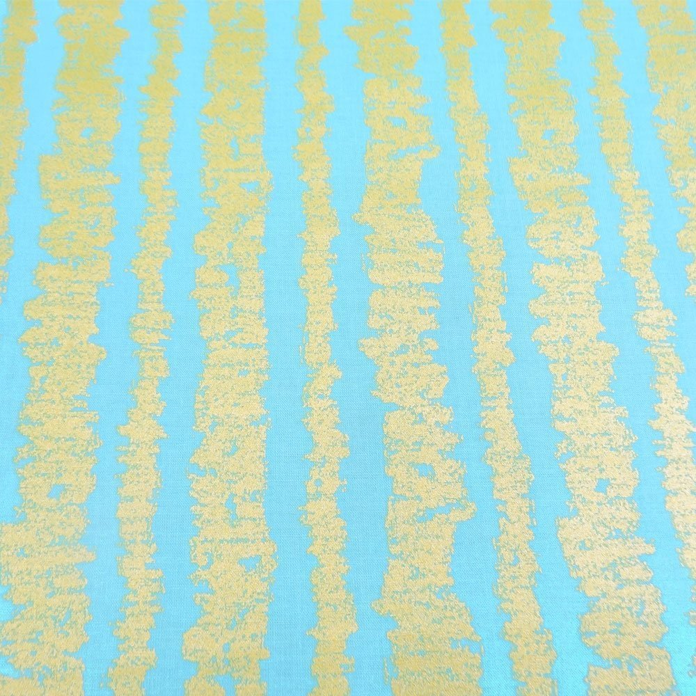 Tissu Michael Miller Glitz Bars Bleu turquoise et or