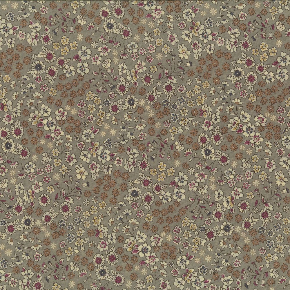 Tissu Coton Frou-Frou Fleuri N°2 Beige et ecru