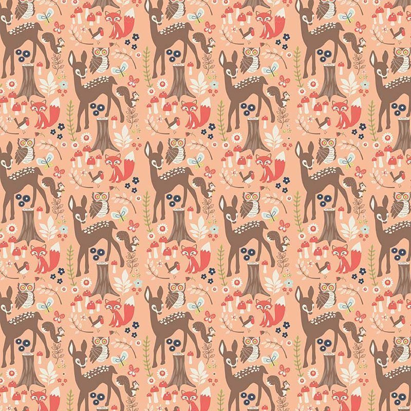 Tissu Riley Blake Woodland Spring Main Coral