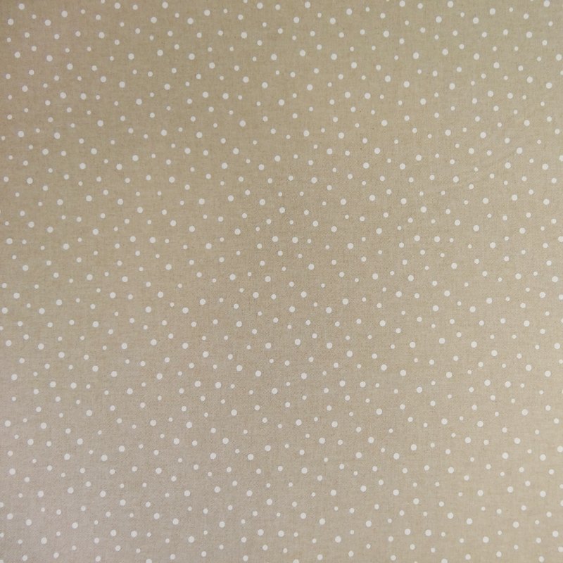 Tissu Toile Coton Beige Pois blanc