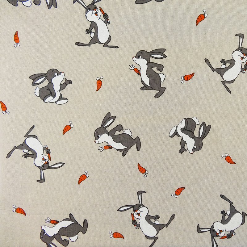 Tissu Toile Coton Beige Lapins