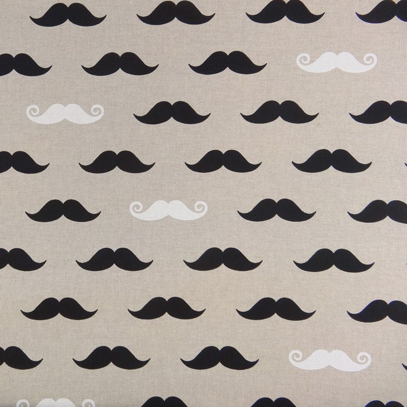 Tissu Toile Coton Beige Moustaches