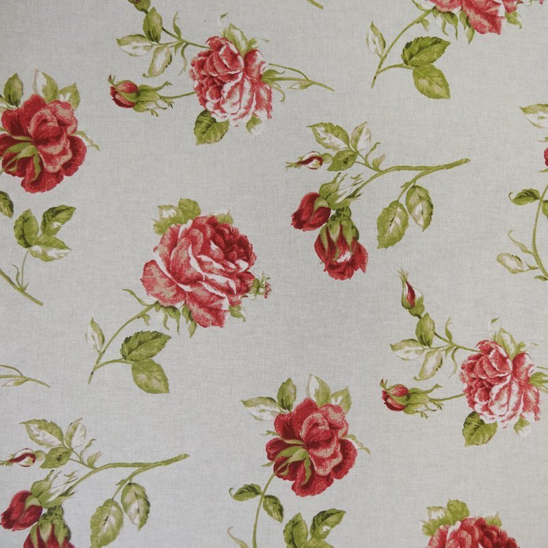 Tissu Toile Coton Beige Grosses Fleurs Multicolore