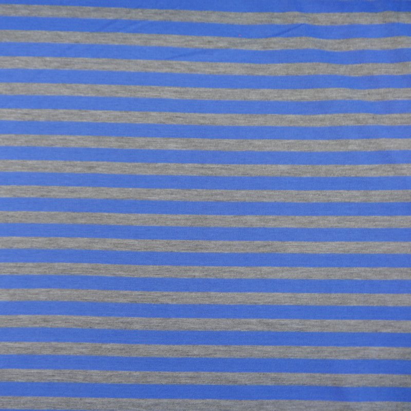 Tissu Jersey réversible Bleu Rayures