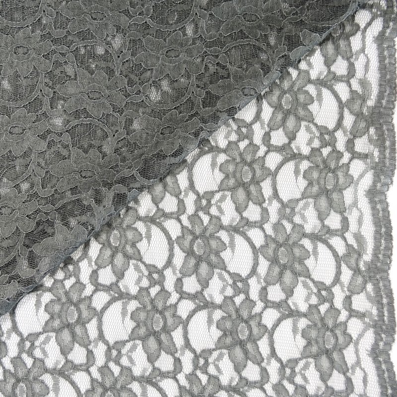Tissu Dentelle Gris anthracite
