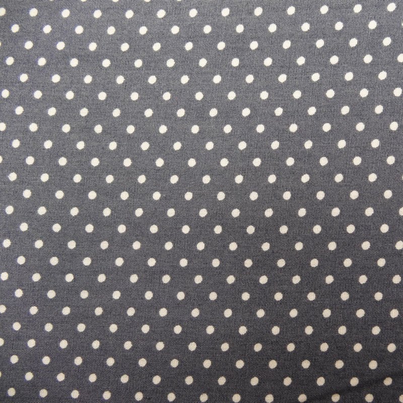 Tissu Coton Gris pierre Pois Blanc