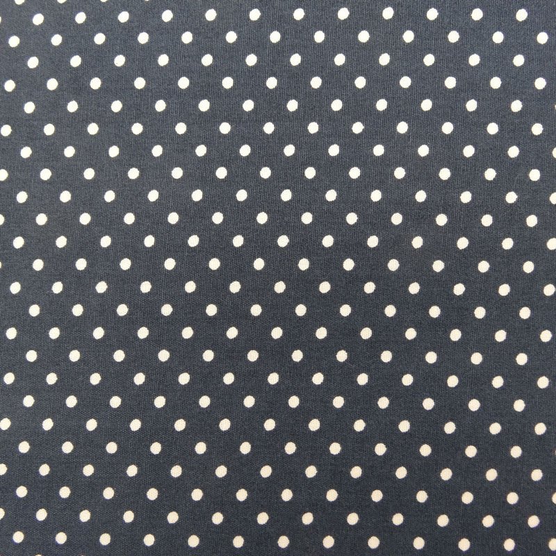 Tissu Coton Bleu marine Pois Blanc