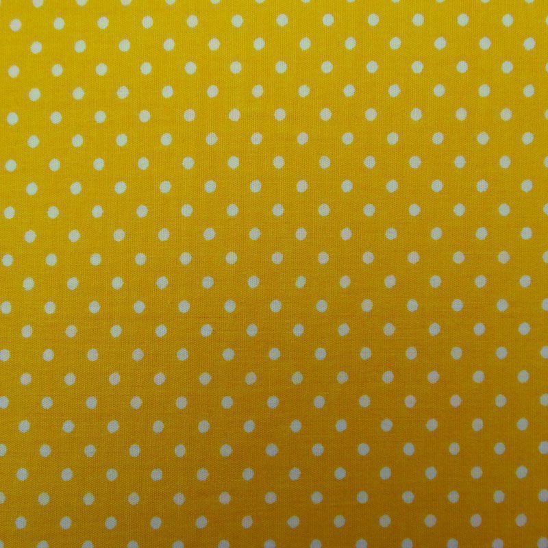 Tissu Coton Jaune Pois Blanc