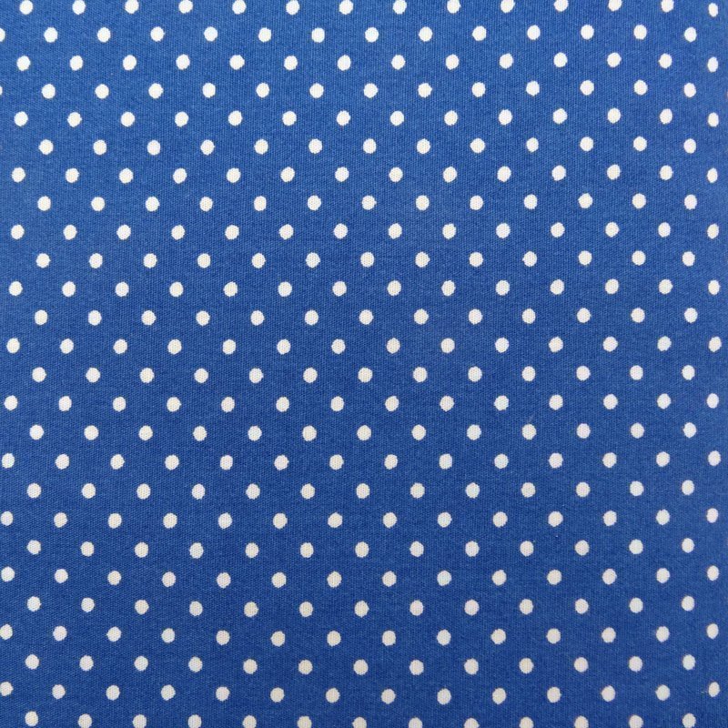 Tissu Coton Bleu Pois Blanc