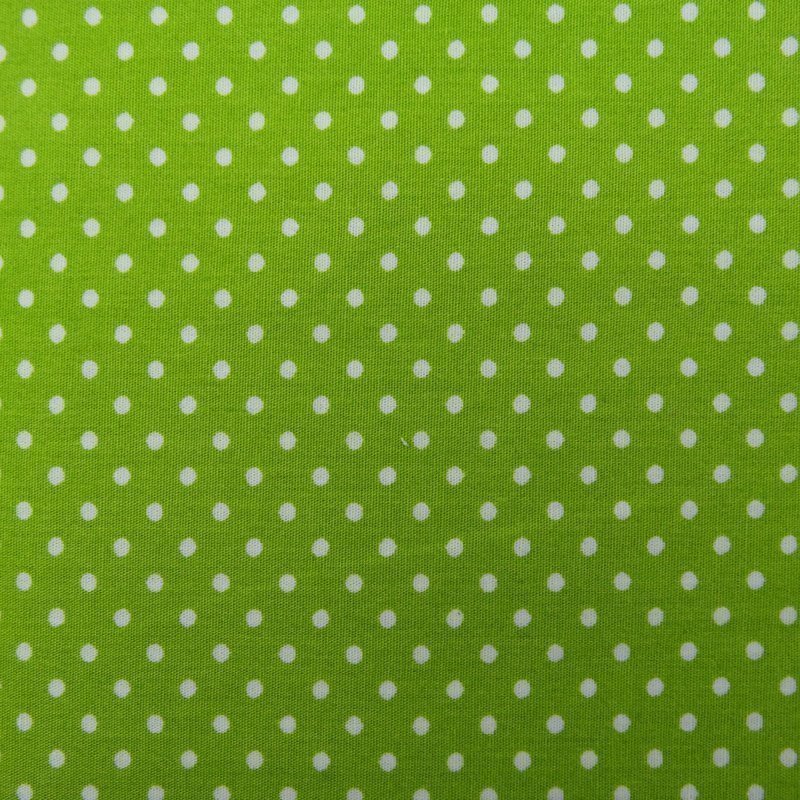 Tissu Coton Vert clair Pois Blanc