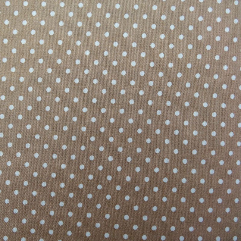 Tissu Coton Beige sable Pois Blanc