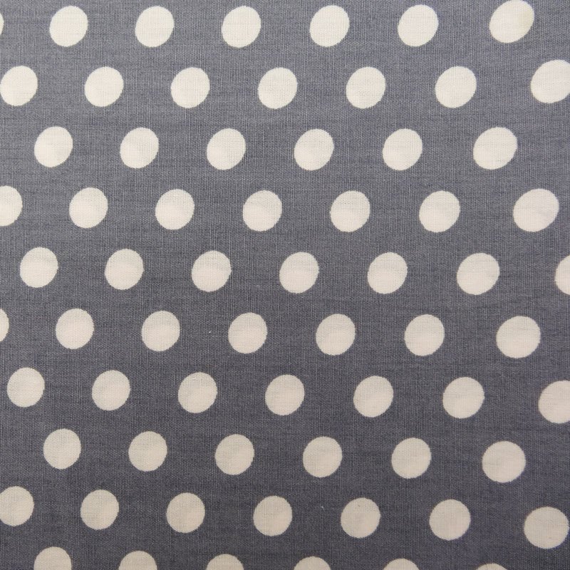 Tissu Coton Gris pierre Pois Blanc