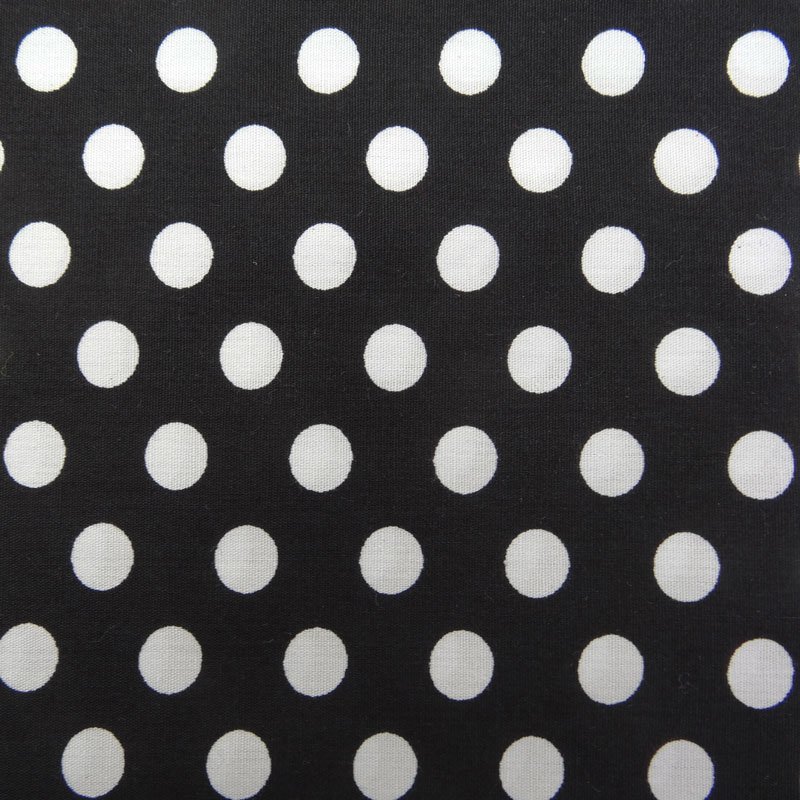 Tissu Coton Noir Pois Blanc