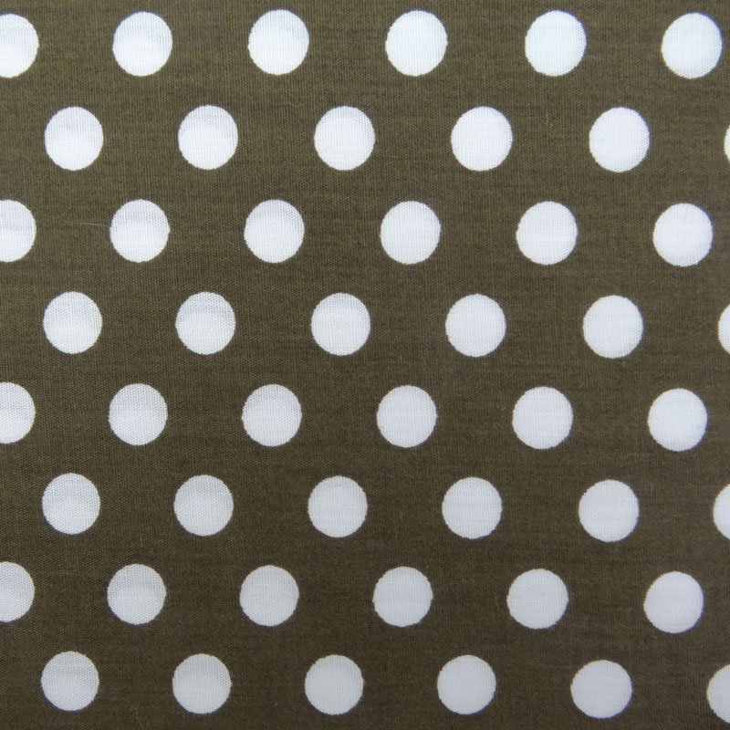 Tissu Coton Brun chocolat Pois Blanc