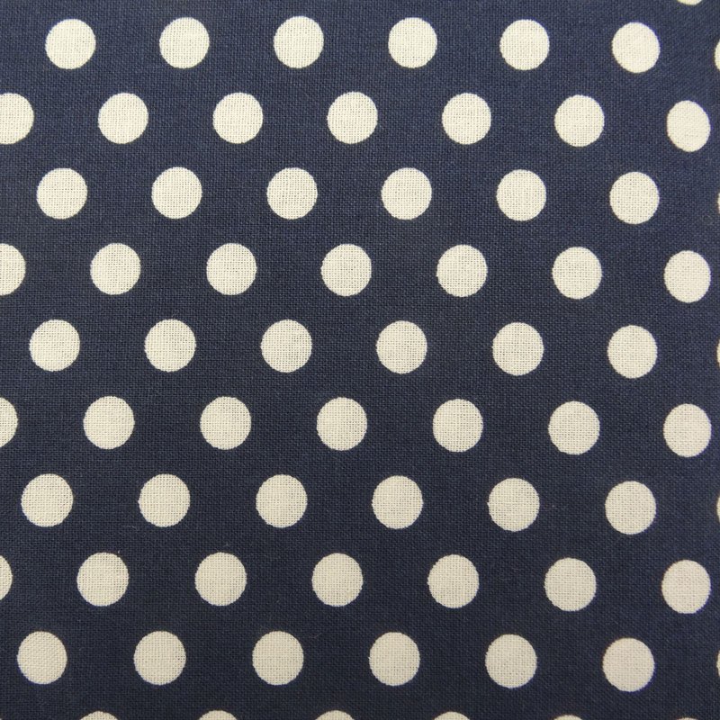 Tissu Coton Bleu marine Pois Blanc