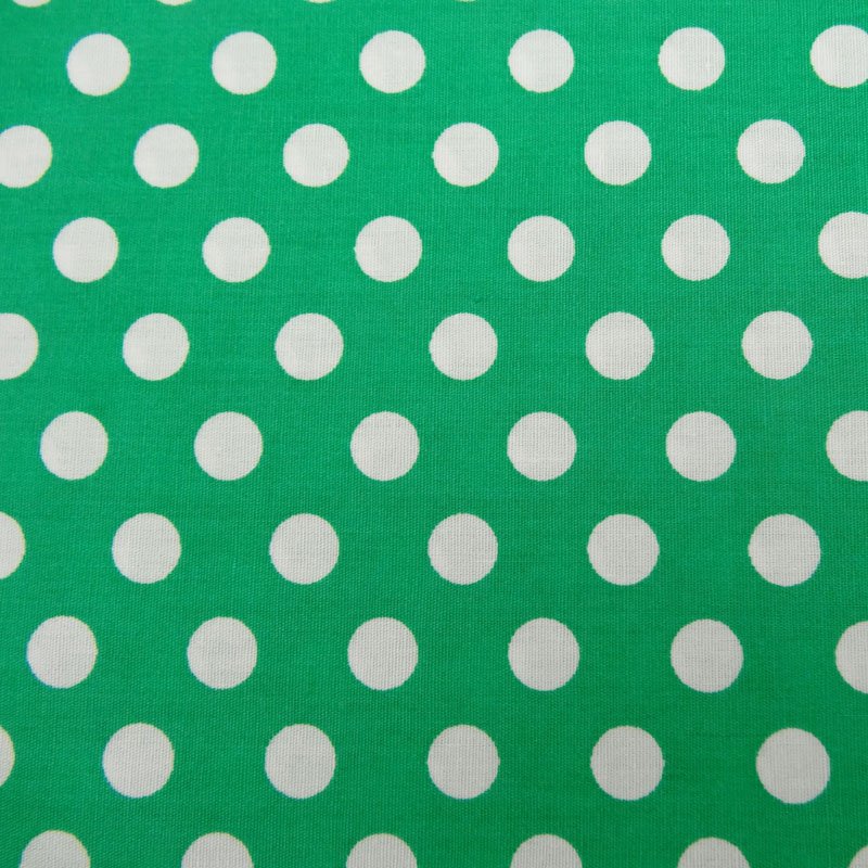 Tissu Coton Vert Pois Blanc