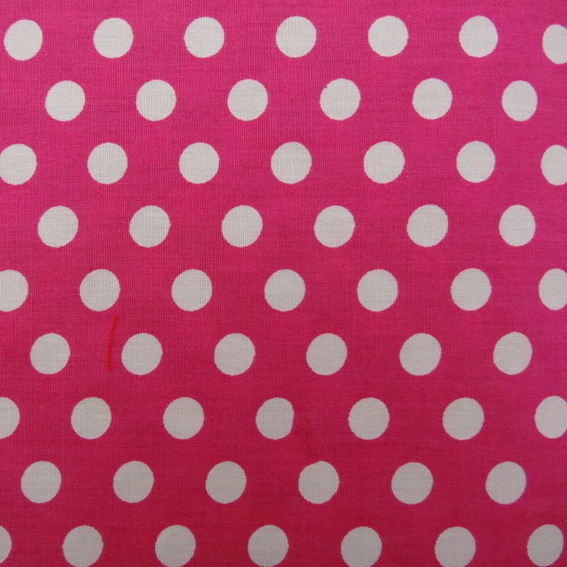 Tissu Coton Fuschia Pois Blanc