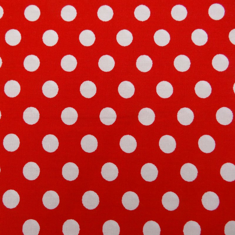 Tissu Coton Rouge Pois Blanc