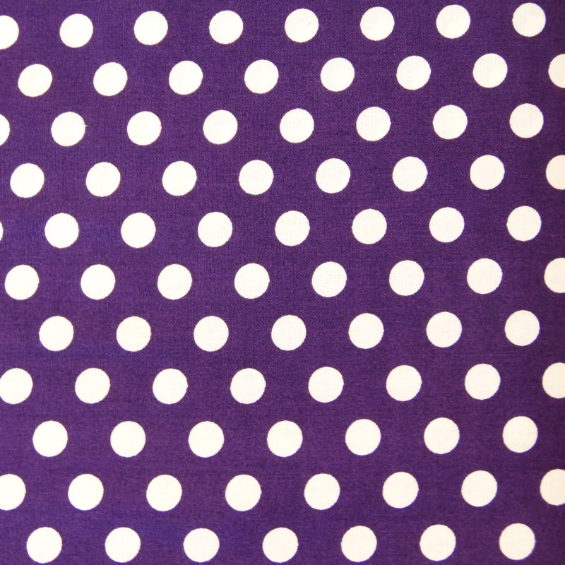Tissu Coton Violet Pois Blanc